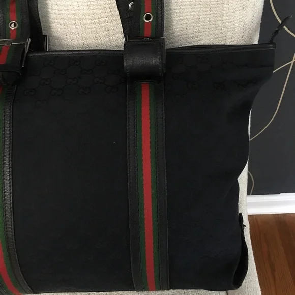 Authentic Gucci black monogram canvas tote bag - Picture 7 of 16